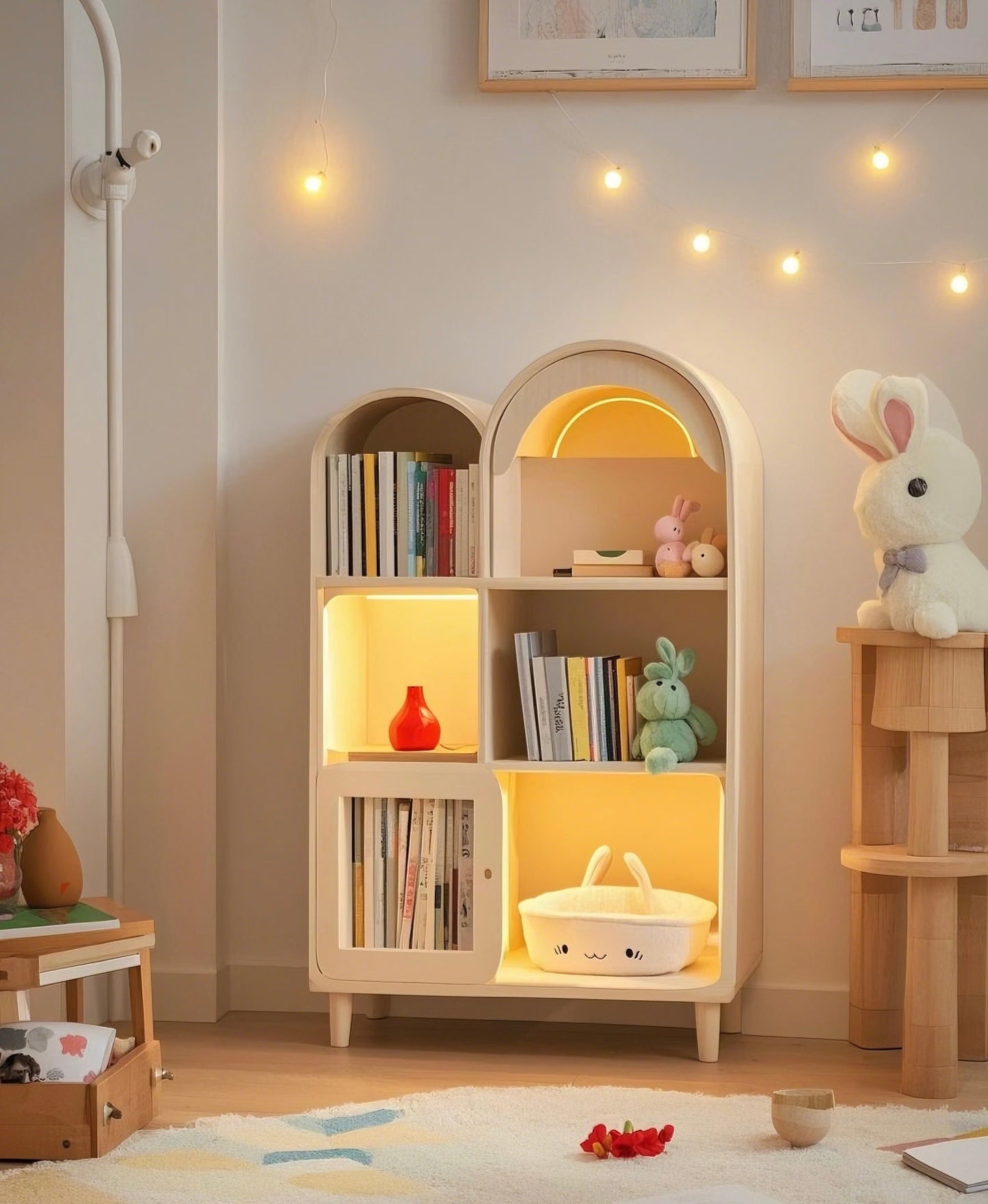 LED Arch Kids Bookshelf – Illuminated Nursery Storage Cabinet