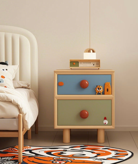 Modern Kids Nightstand with Colorful Drawers