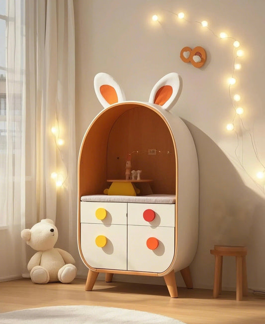 Bunny Ears Kids Storage Cabinet – Playful Organizer with Drawers