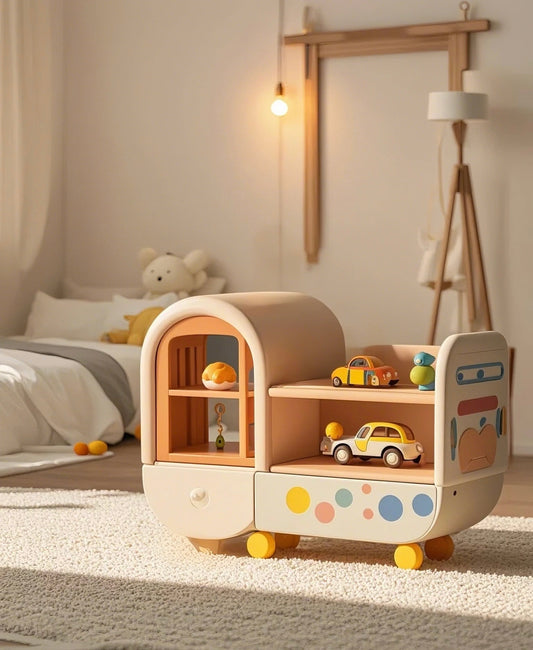 Rolling Kids Toy Storage Shelf – Colorful Cartoon Organizer