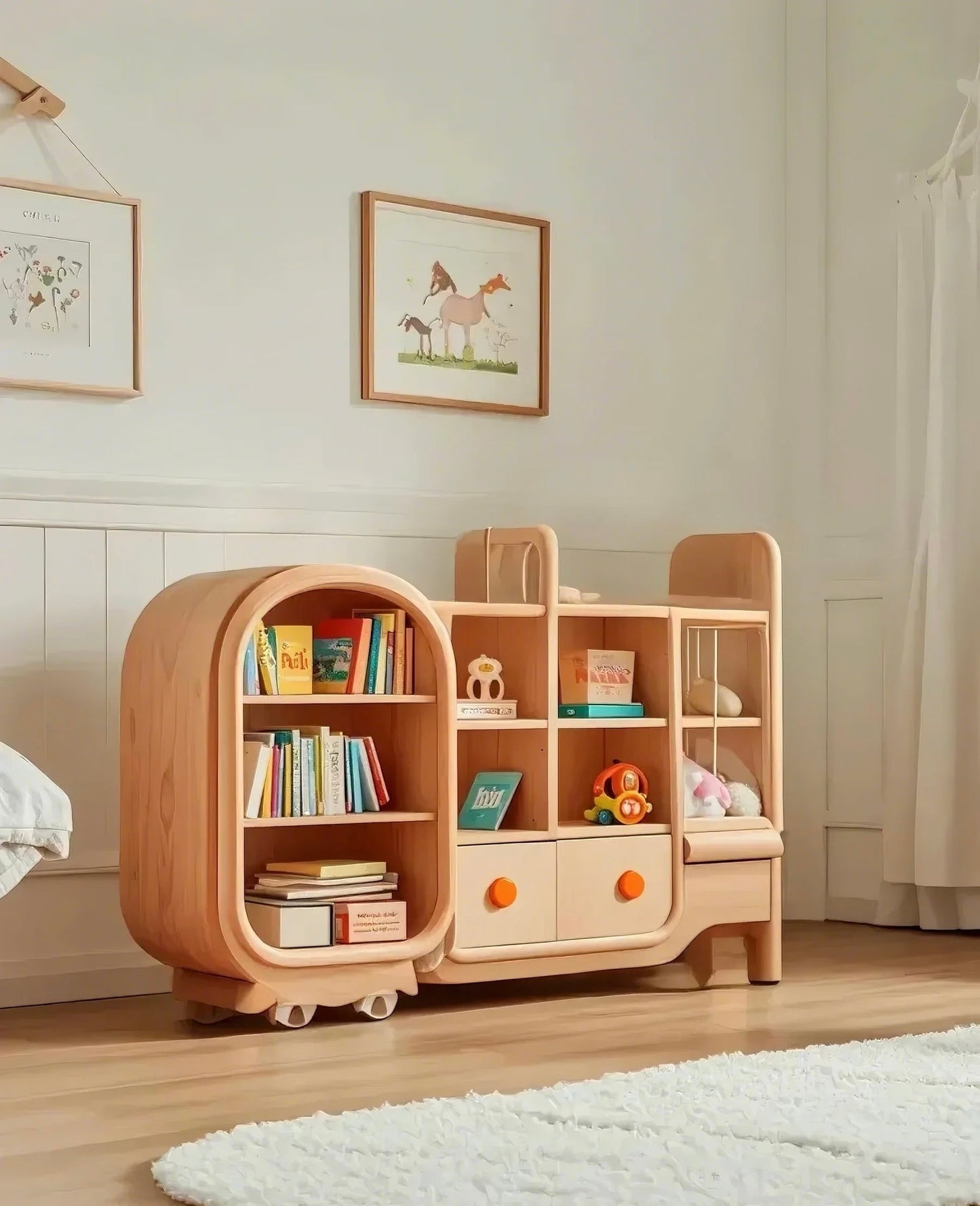Modern Kids Modular Bookshelf with Storage Drawers