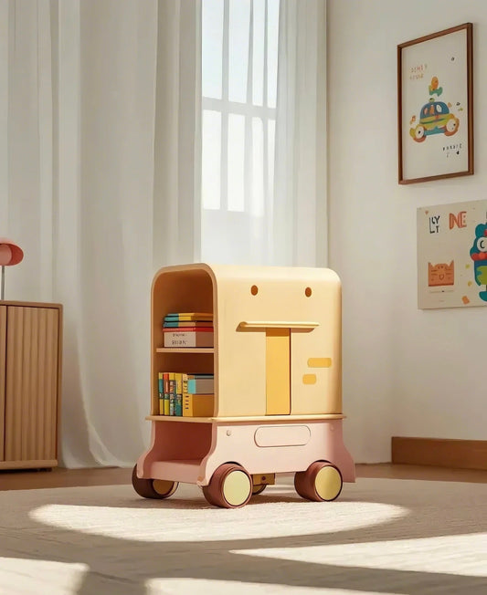 Rolling Animal Bookcase Toy Storage Cart for Kids