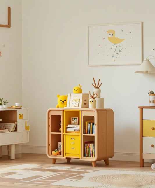 Yellow Bear Kids Storage Cabinet – Cute Multi-Compartment Organizer