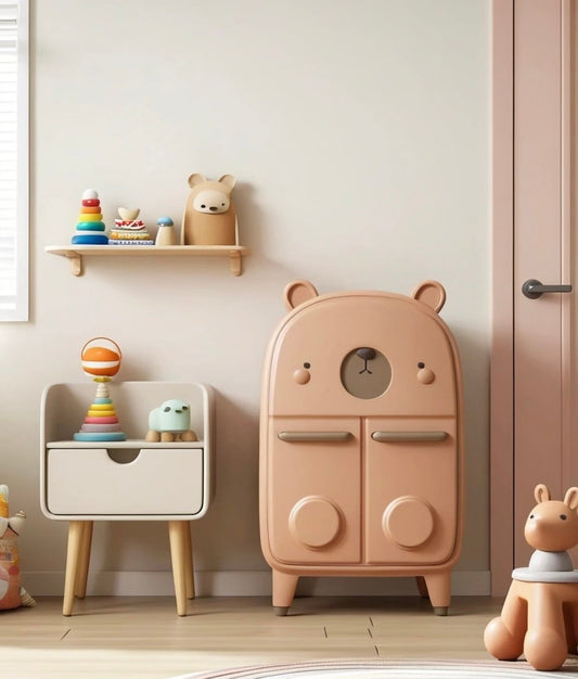 Bear Shaped Kids Storage Cabinet – Cute Animal Organizer with Doors