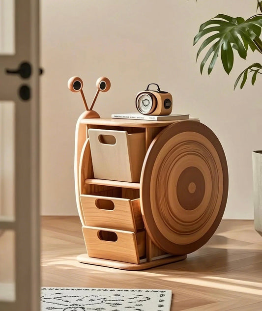 Wooden Snail Storage Cabinet for Kids – Drawer & Bin Organizer