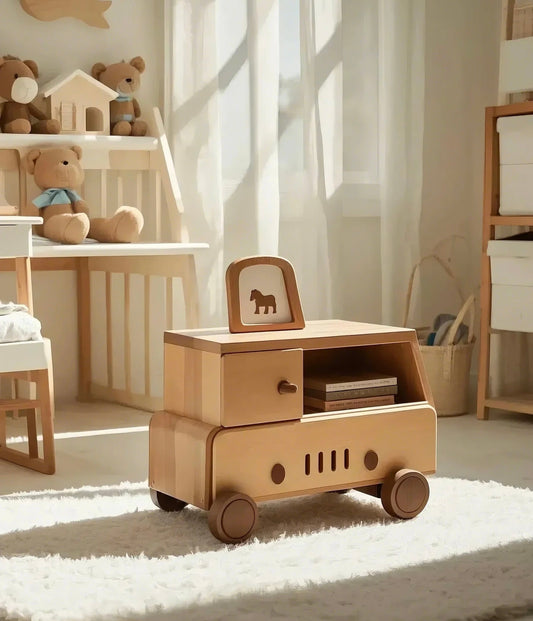 Wooden Car-Shaped Toy Storage Table for Kids
