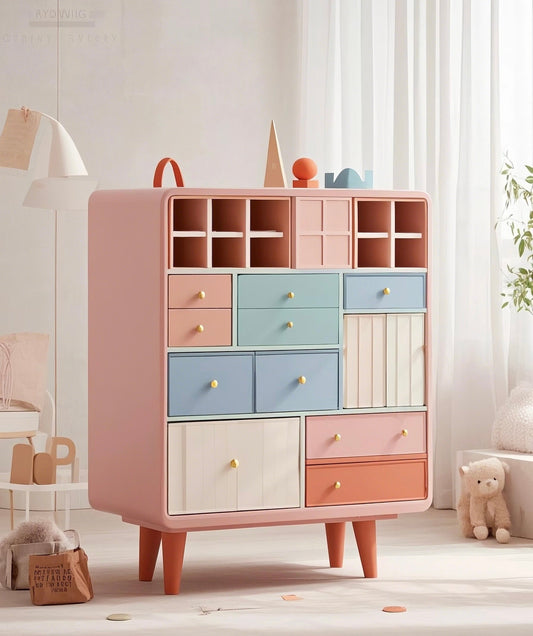 Pastel Multi-Drawer Kids Storage Cabinet – Modern Organizer for Playroom