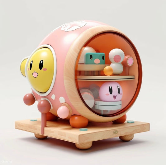 Cute Cartoon Capsule Toy Display Case – Rotating Kids Organizer