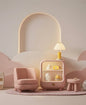 Modern Pink Kids Nightstand with Open Display Shelves