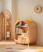 Bear Ears Kids Wooden Bookshelf with Storage – Rolling Nursery Organizer