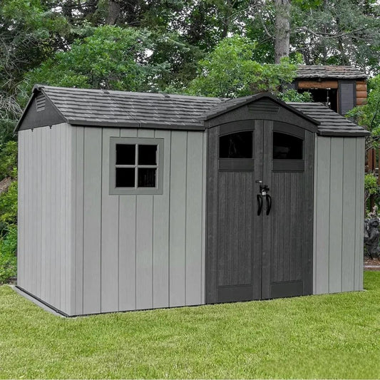 Modern Outdoor Storage Shed with Dual Doors and Windows